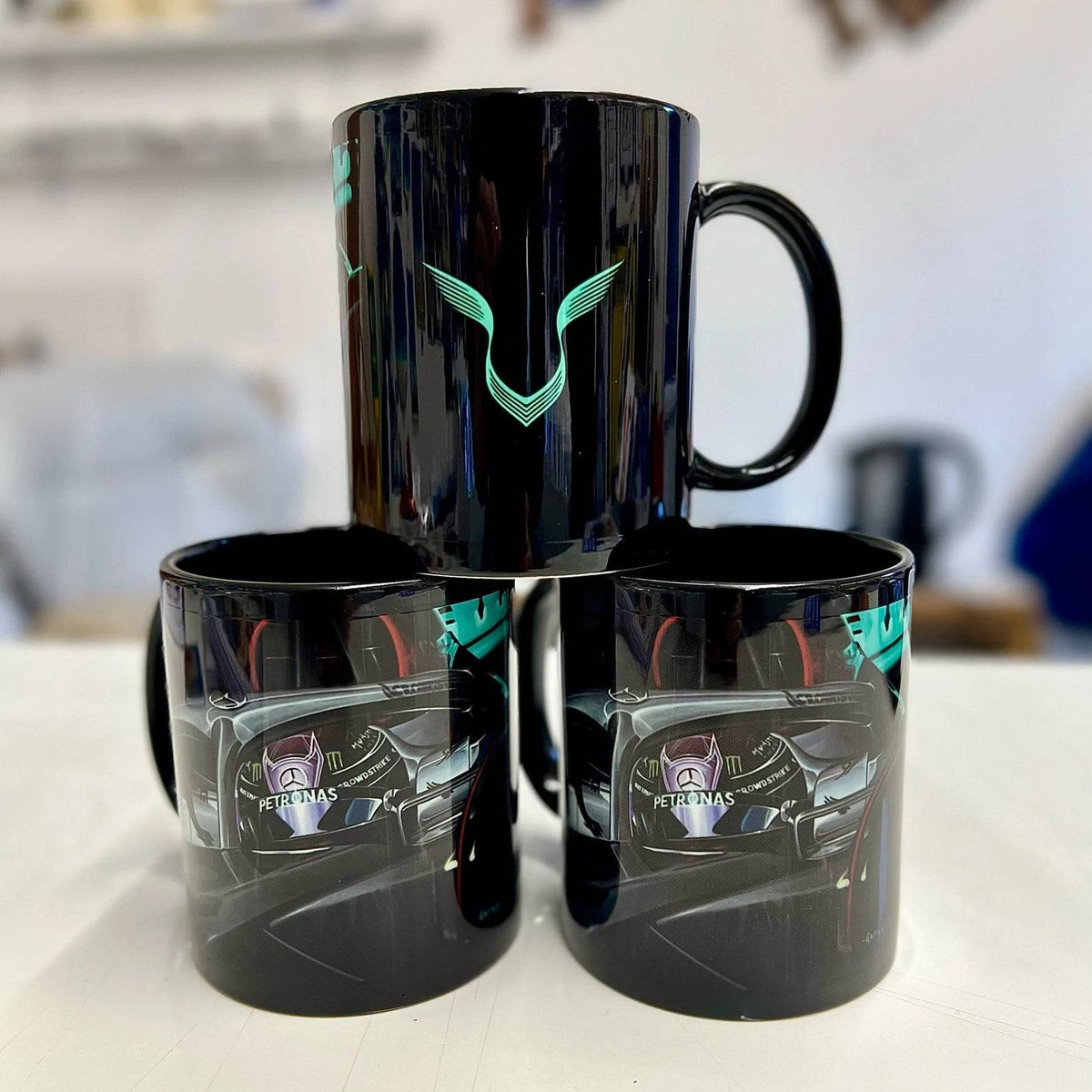Personalized Black Mug with Photo & Message - Custom 320ml Ceramic Gift