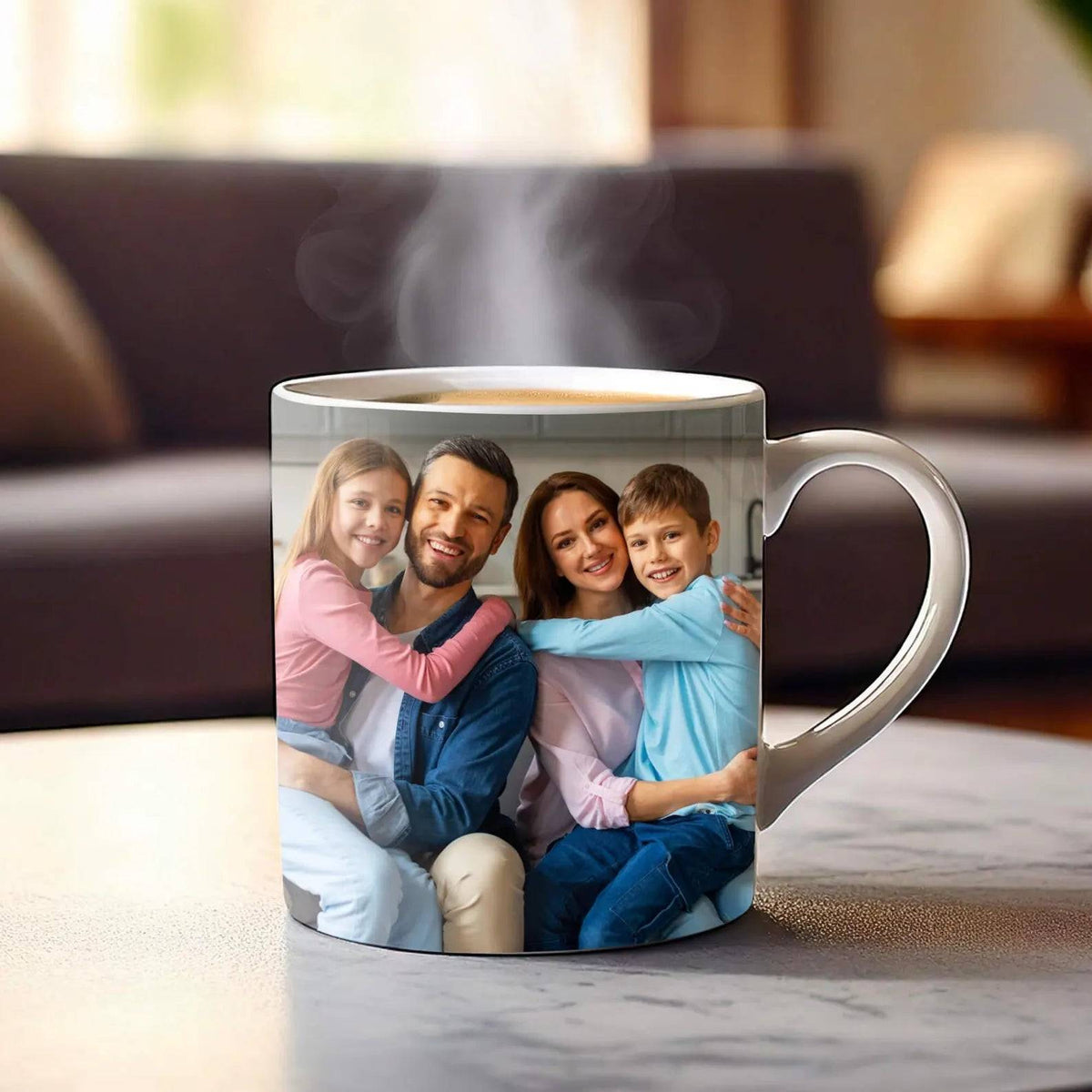 Personalized White Mug with Photo & Message - Custom 320ml Ceramic Gift