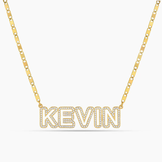 ICED-OUT BLOCK NAME PENDANT